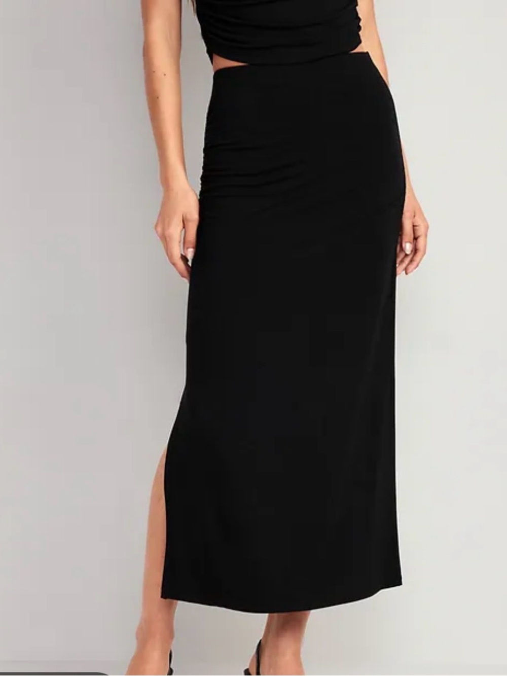 Old Navy Black High-Waist Maxi Skirt with Side Slit